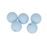 Perles en silicone rondes 1 cm - bleu pastel - 5 pcs