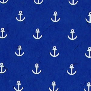 Papier Lokta Imprimé 50 x 75 cm Navy motif Ancre